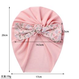 Flower Print Bow Baby Winter Autumn Hat Cute Bear Ear Newborn Boy Girl Cap Beanies Bonnet Super Soft Fabric Turban Headwraps