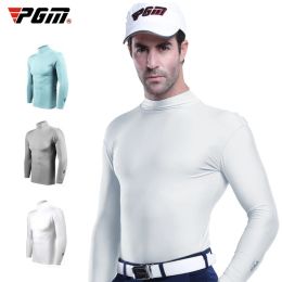 Shirts PGM Men Golf Wear Slim Fit Sunscreen Outdoor Sport Thermal Underwear Golf Ice Silk Elastic Clothing Quick Drying Shirt for Male