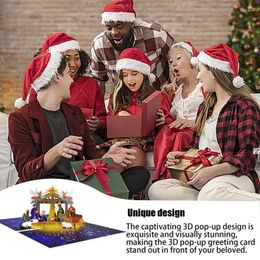 Party Decoration 3D Nativity Cards Religious Birthday Card With Envelopes Up Greeting For Valentines Friends Scene Design