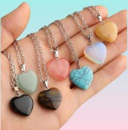 pendulum Chakra Necklace Jewelry Healing Crystal Amethyst Rose Quartz Bead Point Women Men Natural Stone Heart Hexagon Pendants Le2649168