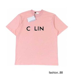 Designer High version CL home basic classic light pink black printed letter short sleeved T-shirt ins couple short sleeved HHCT