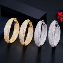 Earrings Fashion New Style Simple MicroInlaid Zircon Round Earrings Exquisite Large Circle Earrings Female Wild Romantic Jewellery Gift