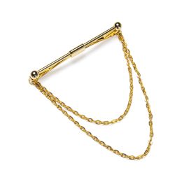 Luxury White Striped Men's 8cm Neck Tie Set Pocket Square Cufflinks Wedding Accessories Collar Pin With Chain Gift For Men
