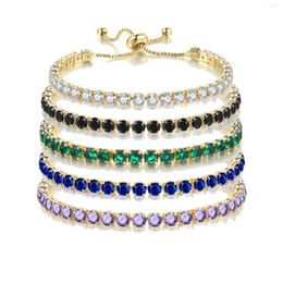 Charm Bracelets ZCLCDSEL Multicolor Crystal Tennis For Women Wedding 4MM Cubic Zircon Adjsutable Bracelet Jewelry Gifts