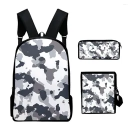 Backpack Youthful Camouflage 3D Print 3pcs/Set Student Travel Bags Laptop Daypack Shoulder Bag Pencil Case