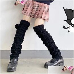 Socks Hosiery Women Lengthened Winter Warm Black White Knitted Jk Over Knee Long Autumn Lolita Calf Sleeves Drop Delivery Apparel Unde Dhoqt