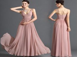2018 Simple Country Bridesmaid Dress Cheap V Neck Ruched A Line Chiffon Boho Beach Wedding Guest Party Gown Evening Prom Dresses U1942389