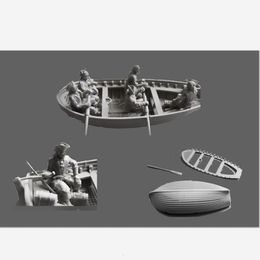 172 Scale Resin Model Figure GKthe boat with crew xvIII centuryUnassembled and unpainted 240319