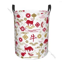 Laundry Bags Bathroom Basket Chinese Translation Bull Foldable Hamper Clothes Organiser