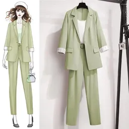 Women's Two Piece Pants 3 Pcs/Set OL Style Single-button Meeting Lapel Business Negotiation Women Coat Suit Lady Outfit Garment