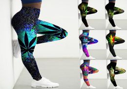 Sport Leggings Women 3D Weeds Leaf Printed Tights Yoga Pants Gym Legging Femme Workout Leggins Ladies Leginsy Damskie Push Up 22034127357