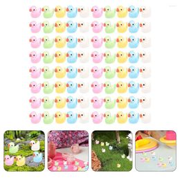 Garden Decorations 100 Pcs Car Mini Duck Resin Statue Tiny Animals Figures Decor Accessories Miniature