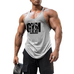 Summer Y Back Gym Stringer Tank Top Men Cotton Clothing Bodybuilding Sleeveless Shirt Fitness Vest Muscle Singlets Workout Tank 240329