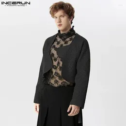 Men's Jackets INCERUN Tops 2024 Mens Jacquard Cropped Design Jacket Coats Male Casual All-match Personality Long Sleeved S-5XL