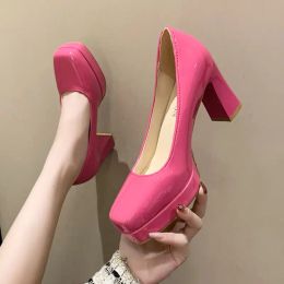 Pumps 3543 Plus Size Women's Shoes Thick with Fashion High Heels Female Joker New Spring/summer Candycolored Ladies Fashion Shoes