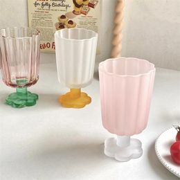 Wine Glasses Medieval Vintage Cup Colorful Frosted Gradient Glass Short Foot Beverage Heat Resistant Flower High