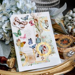 30PCS Baroque Post Office Decorative Stickers Pack Plant Flower Butterfly Gold Sticker Scrapbooking Label Diary Journal Planner