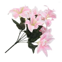 Decorative Flowers 2 Stunning 45cm Artificial Lily Spray 10 Head Flower Bunch Ideal For Home And Wedding Decor Silk Plastic Stem