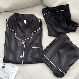 Home Clothing High-grade Black Ice Silk Pyjamas Women's Spring And Summer Short-sleeved Shorts Trousers Imitation Clothes