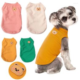 Dog Apparel Cute Waffle Grid Clothes Puppy Cat Vest Chihuahua Teddy T-shirt Pet For Small And Medium Dogs Cats Spring Summe