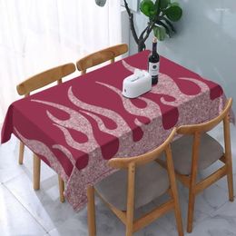 Table Cloth Rectangular Light Pink Glitter Flames Oilproof Tablecloth 45"-50" Cover Backed With Elastic Edge