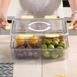 Storage Bottles Food Box Grade Transparent Refrigerator With Lid Handle Design Divided Serving Tray For Portable