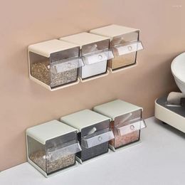 Storage Bottles Stylish Wall-Mounted Spice Box Large Capacity Durable Plastic Seasoning Jar Eco-Friendly Punch-Free Container
