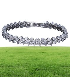 18K White Gold Plated Zirconia Tennis Bracelet Diamond Hand Chain for Men Women Heart Love Crystal Bracelets Bangle Lover Gift Val8294304