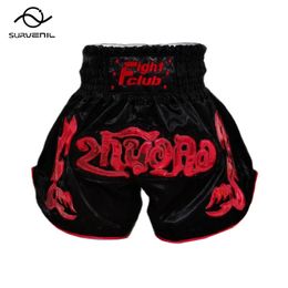Muay Thai Shorts Men Kids Boxing Short Embroidery Satin Kickboxing Pants MMA Sanda Grappling Fight Training Wear 240318