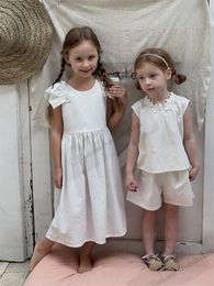 Girls lace-up Bows backless long dress kids falbala fly sleeve princess dress summer children beach holiday clothing Z7465