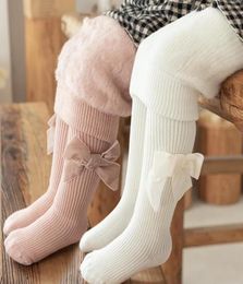 Leggings Tights Baby Winter Toddler Infant Pantyhose Big PP Soft Warm Cute Bow Princess White Velvet Fashion Kids Girls5418326