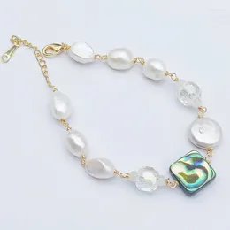 Link Bracelets Elegant Lady Jewellery Accessories Handcrafted Baroque Muslim Arab Pearl Shell Beaded Bracelet