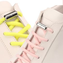 1 Pair Elastic No Tie 105cm Shoelaces Buckle Metal Lock Shoe Laces for Kids Adult Sneakers Shoe Accessories Wholesale