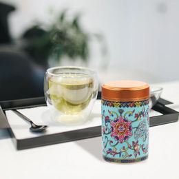 Storage Bottles Ceramic Tea Canister Loose Jar Enamel Can Porcelain Container