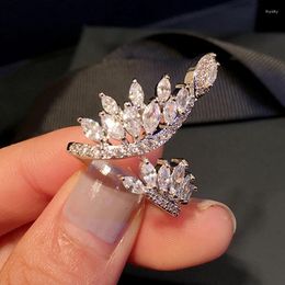 Wedding Rings Huitan Bling Marquise Cubic Zirconia Opening For Women Luxury Trendy Female Cocktail Party Jewellery