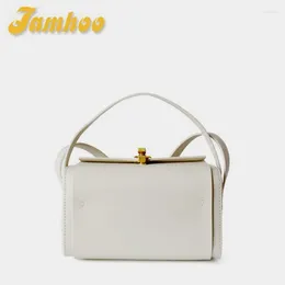 Evening Bags Jamhoo 2024 Korean Vintage Box Bag Women Split Cowhide Leather Underarm Shoulder Lady Ins Fashion Small Square Messenger Han