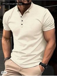 Men's Casual Shirts 2024 Summer Fashion New Mens Short-sleeved T-Shirt Cool Breathable POLO Shirt Button business Casual Sweat Absorption Top 240402