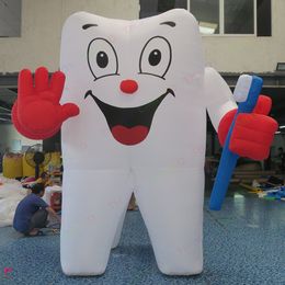 wholesale outdoor activities 6m 20ft tall giant inflatable tooth with toothbrush LED Light White Dental Man balloon for dentist advertising