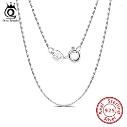 Chains ORSA JEWELS 925 Sterling Silver 0.6mm Bamboo Link Thin Chain For Women 14K Gold Plated Necklace Pendant Jewelry SC21