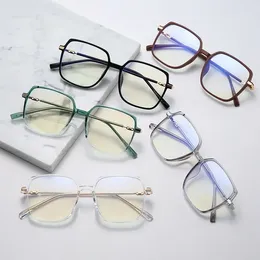 Sunglasses Vintage Large Square Frame Eyeglasses Transparent Anti Blue Light Computer Reading Glasses Women Men Decorative Eyewear