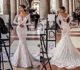 Robe de mariee New arrival 2019 Summer Beach Wedding Dress with Sheer Jewel Neck Lace Mermaid Wedding Dresses Bridal Gowns Vestige3255673