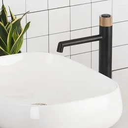 Bathroom Sink Faucets MaBlack Rose Gold Knurling Press Handle Basin Faucet Deck Mounted And Cold Water Mixer Tap Tall Style Short