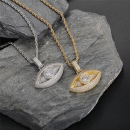 Ice Diamond Eye Pendant Necklace Men's and Women's Fashion Jewelry with Tennis Chain287u