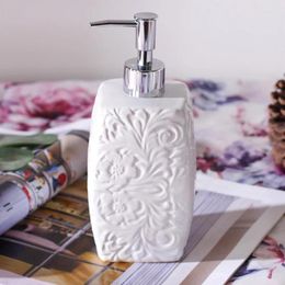 Liquid Soap Dispenser Flower Pattern Ceramics Shampoo Shower Gel Bottle Hand Sanitzer Holder Wristband Household Bathroom Accessories