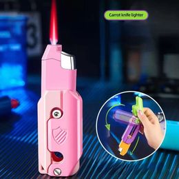 2024 Gravity Radish Decompression Iatable Gas Turbine Torch High Flame Lighter Outdoor Portable Toy Men's Gift