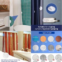 Shower Curtains 8pcs Plastic Curtain Clips Self Adhesive White Roundness Bathroom Weight Clip Home