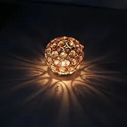 Candle Holders European Luxury Ball Golden Modem Glass Tea Light Candlestick Figurines For Interior Home Living Room Bedroom Decor
