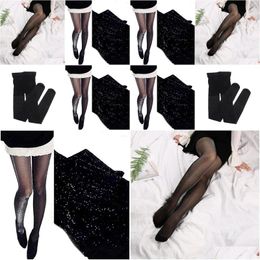 Socks Hosiery Women 1 Pcs Y Charming Shiny Pantyhose Glitter Stockings Womens Glossy Thin Tights Summer Autumn Females Drop Delivery A Dh0U6