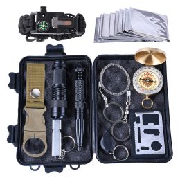 Survival 10 in 1 survival kit Set Outdoor Camping Equipment Travel Multifunction First aid SOS EDC Emergency Supplies Survival Tools