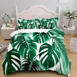 Tropical Giant Leaves Nordic Duvet Cover Set King Queen Double Full Twin Single Size Bed Linen Set